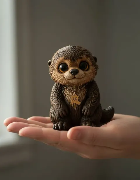 Kushtaka figure — actual size in hand