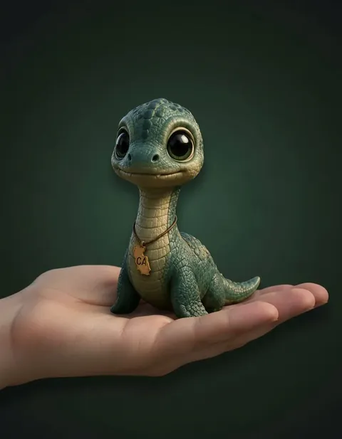 Tessie figure — actual size in hand
