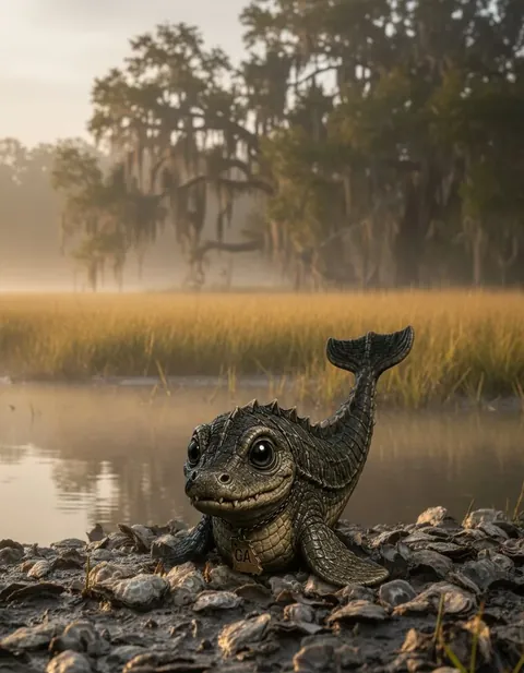 Altamaha-ha figure — in its habitat