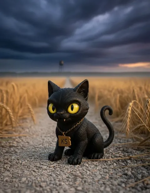 Kansas Demon Cat figure — in its habitat