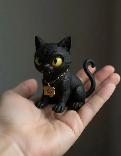Kansas Demon Cat figure — actual size in hand