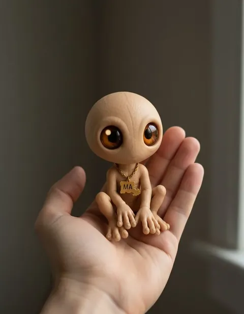 Dover Demon figure — actual size in hand