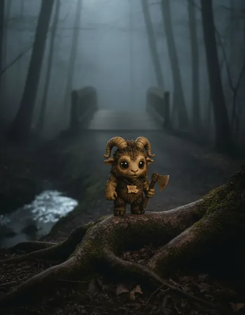 Maryland Goatman figure — in its habitat