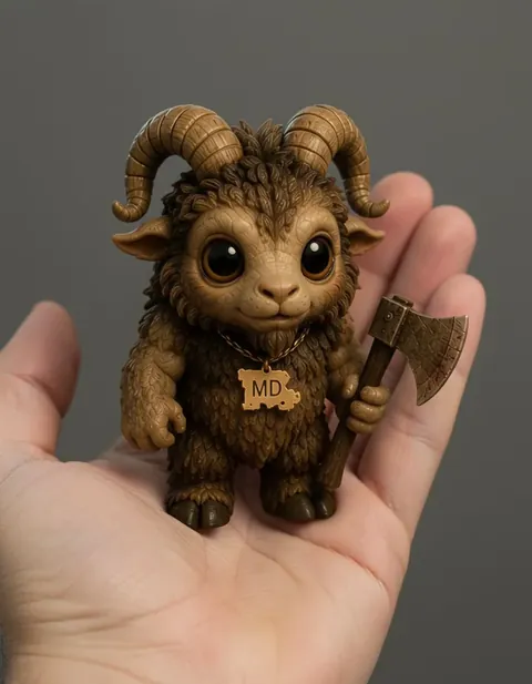 Maryland Goatman figure — actual size in hand