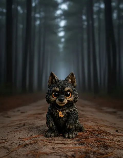Michigan Dogman figure — in its habitat