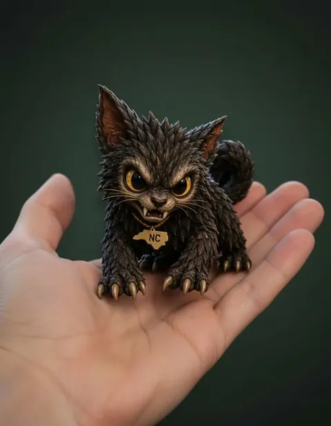 Beast of Bladenboro figure — actual size in hand