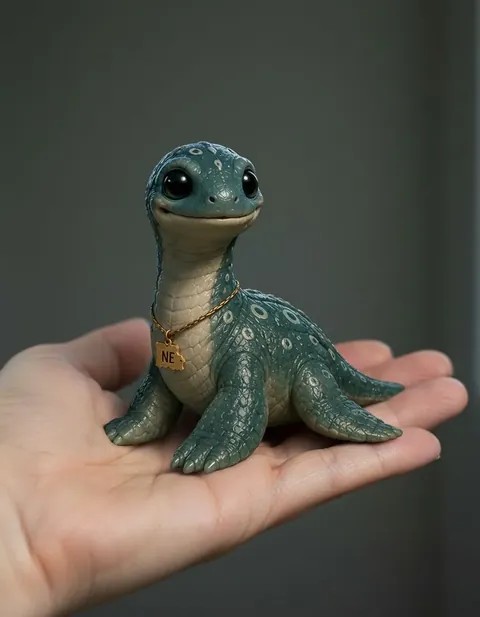 Alkali Lake Monster figure — actual size in hand