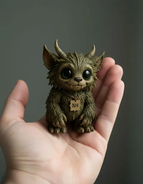 Wood Devil figure — actual size in hand