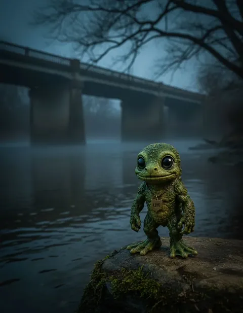Loveland Frogman figure — in its habitat