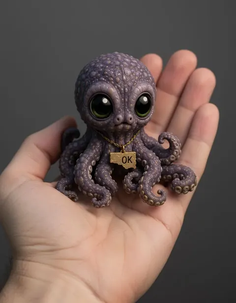 Oklahoma Octopus figure — actual size in hand