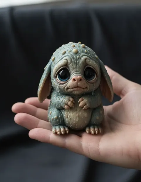 Squonk figure — actual size in hand