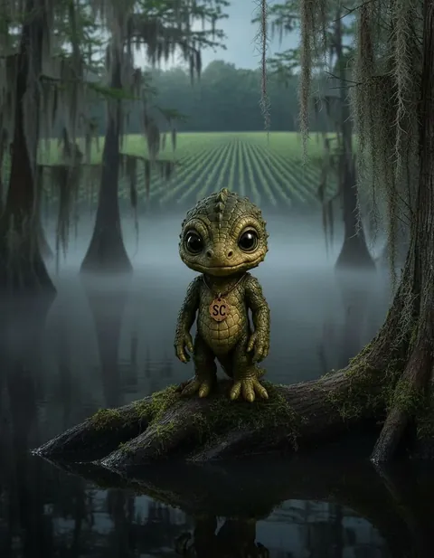 Lizard Man figure — in its habitat