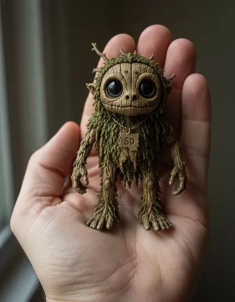 Walking Sam figure — actual size in hand