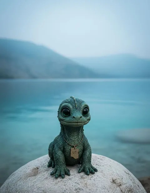 Bear Lake Monster figure — in its habitat