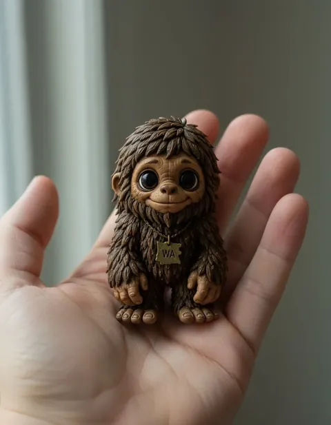 Sasquatch figure — actual size in hand