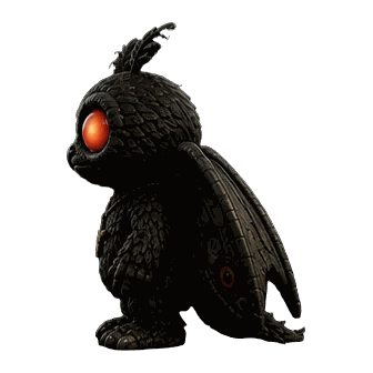Mothman figure — back view