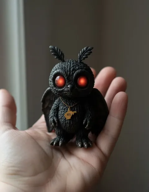 Mothman figure — actual size in hand
